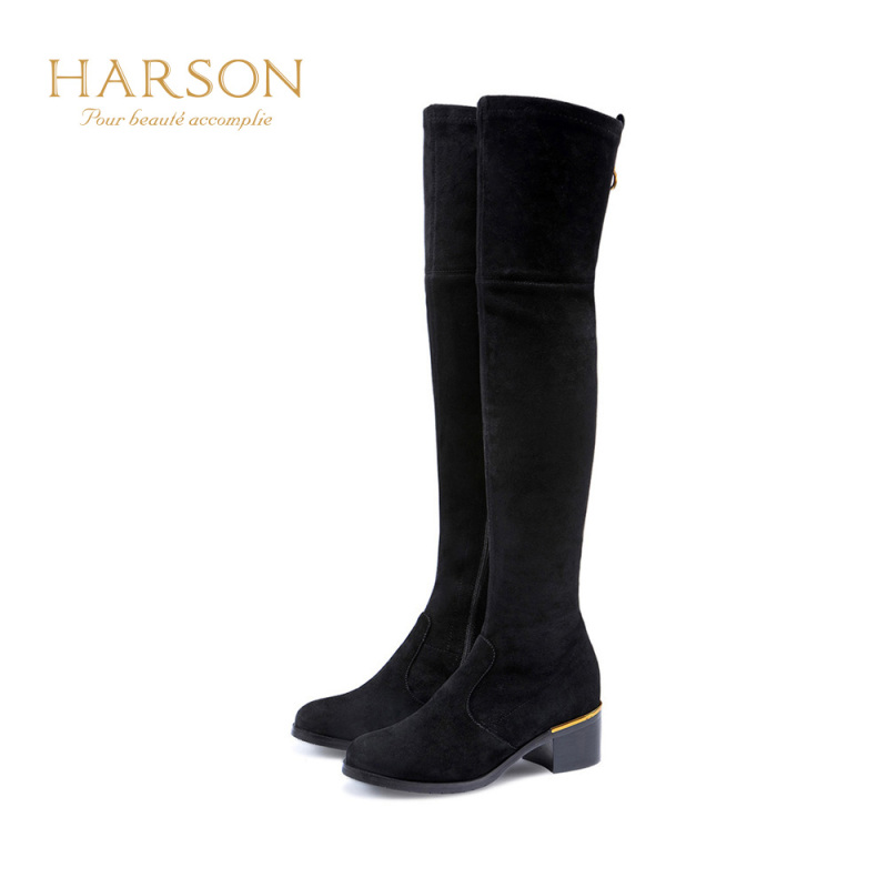 HARSON/哈森圆头方跟长筒大高靴HA85815