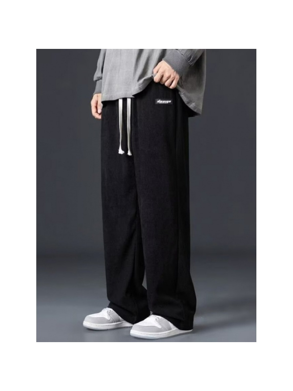 灯芯绒直筒休闲裤男士秋冬加绒加厚宽松阔腿男裤垂感长裤