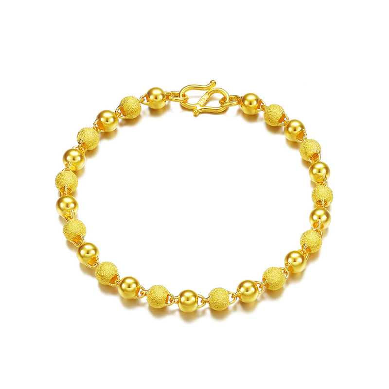 金大福(King tai fook) 黄金手链女士款 黄金光珠手链 足金999转运珠路路通手链 定价 送恋人