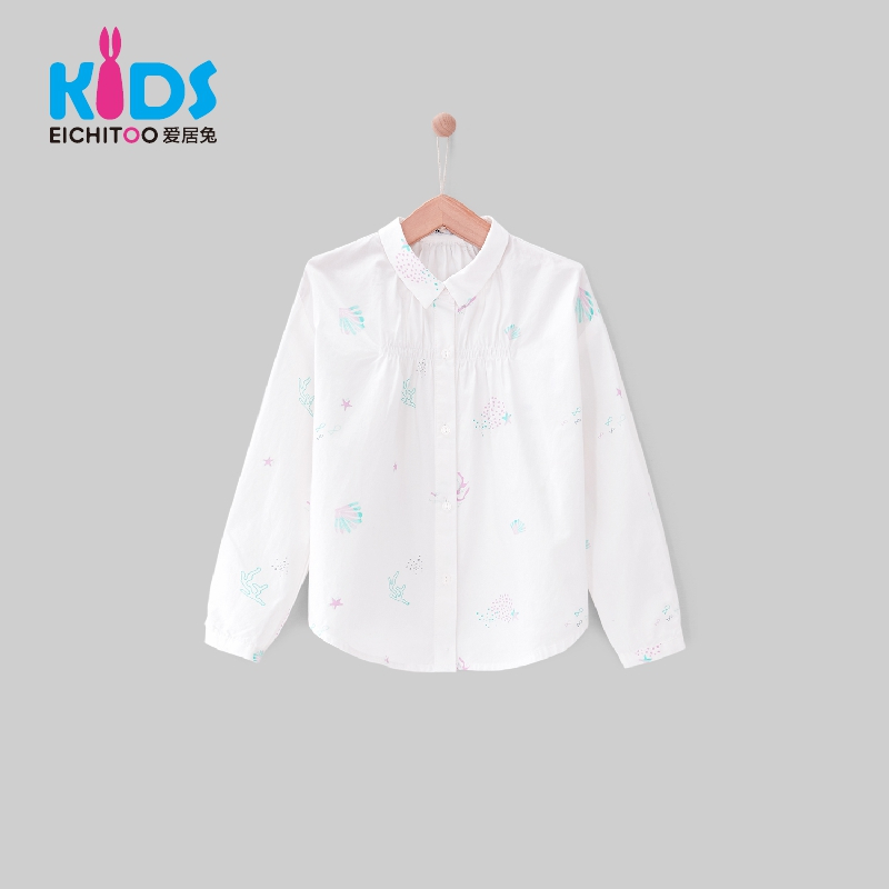 EICHITOO KIDS爱居兔童装2019春季女小童时尚印花休闲衬衫