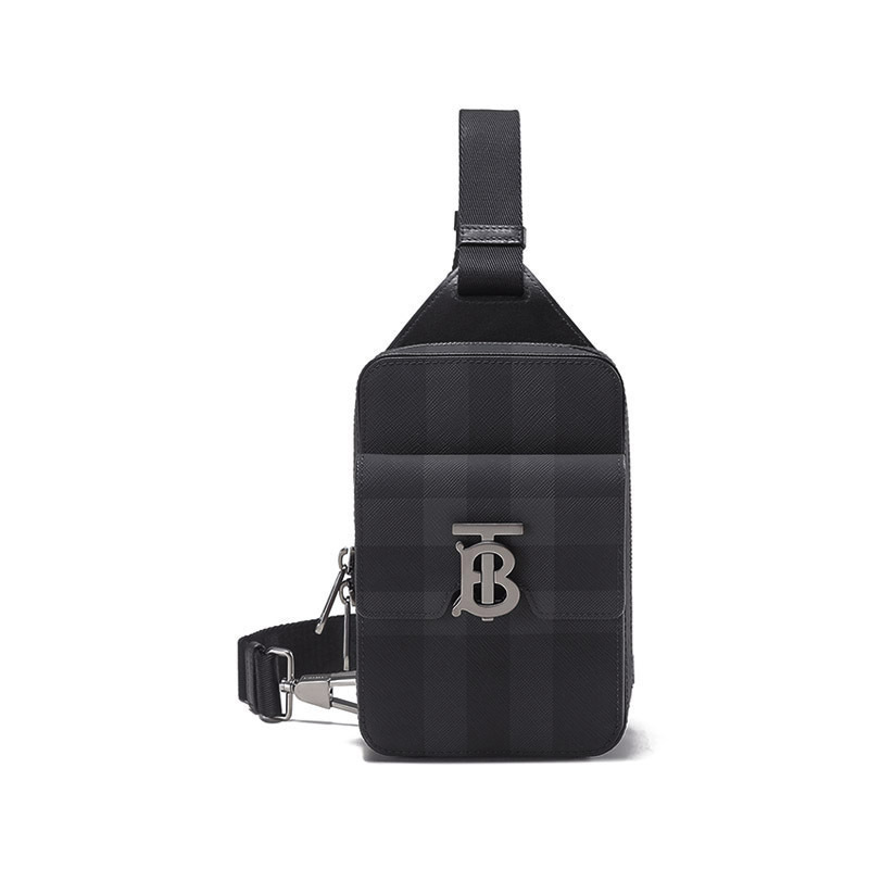 BURBERRY 博柏利 男款织物配皮单肩斜挎包胸包 80548151