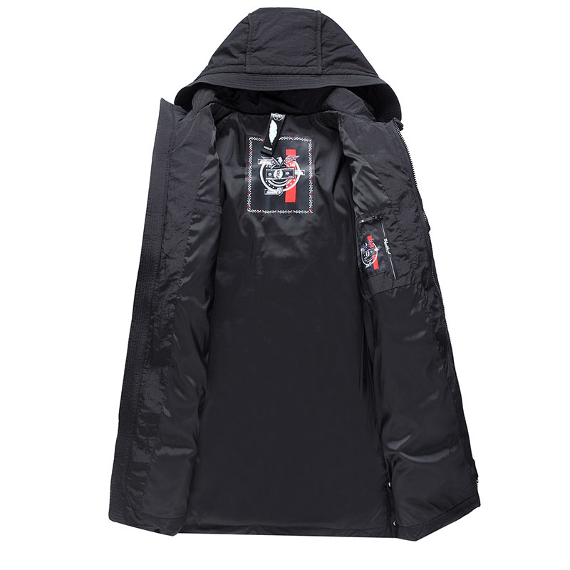 大羽羽绒服男中长款加厚纯色连帽冬装外套61708