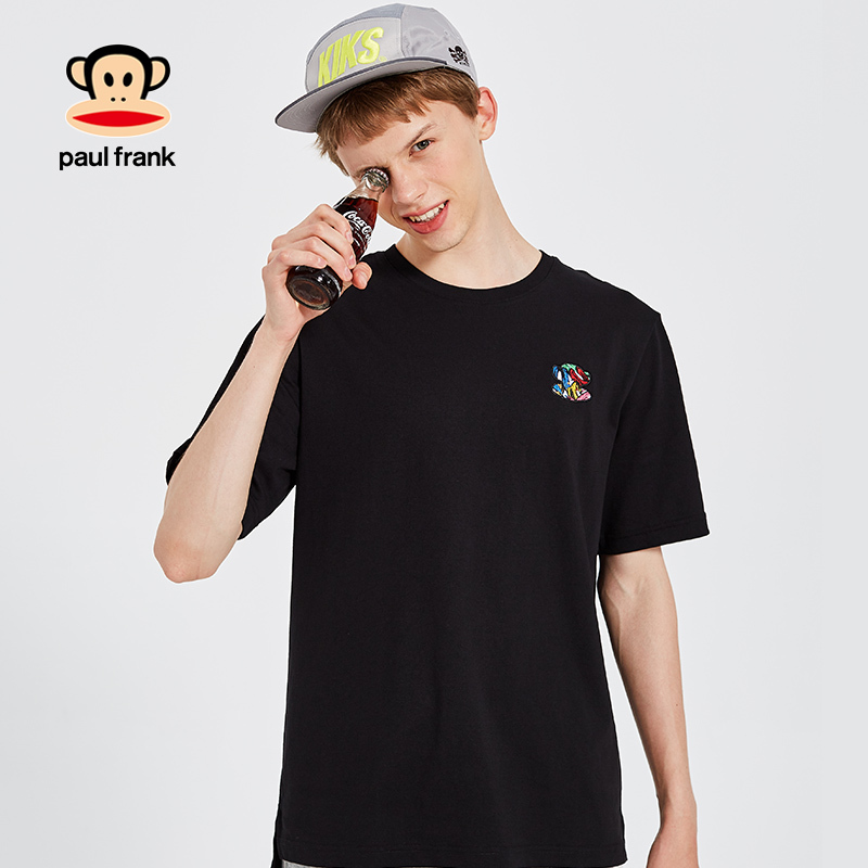Paul Frank/大嘴猴2019夏季新款T恤男纯棉印花简约韩版休闲体恤潮