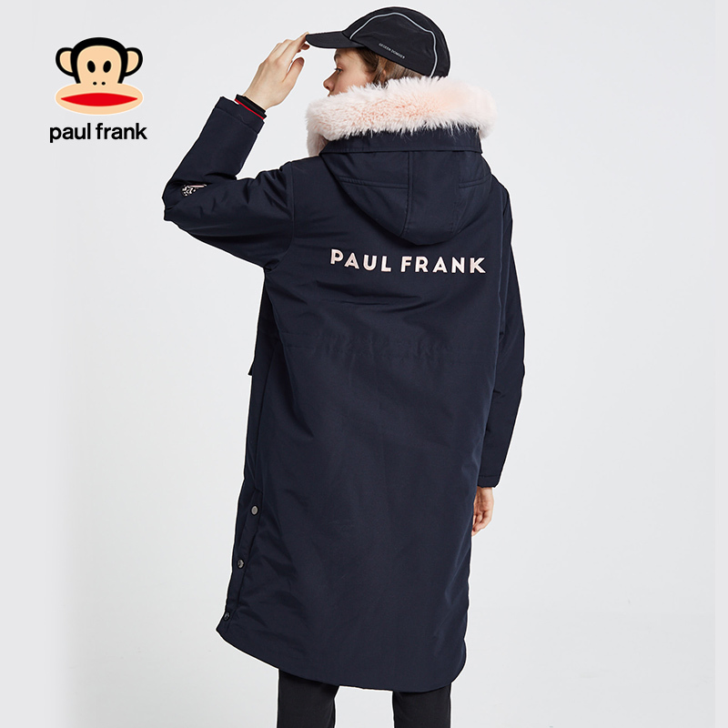 Paul Frank/大嘴猴冬季棉服女潮中长款韩版宽松加厚连帽X