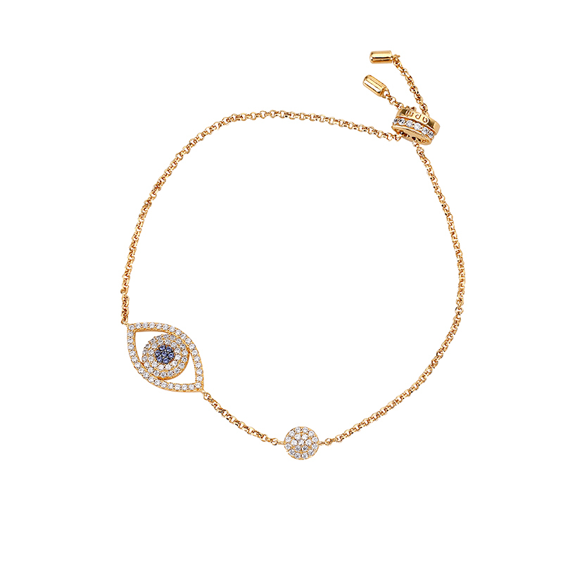 apmmonaco不对称金黄幸运眼情侣手链女情侣手串欧美简约银首饰送礼物