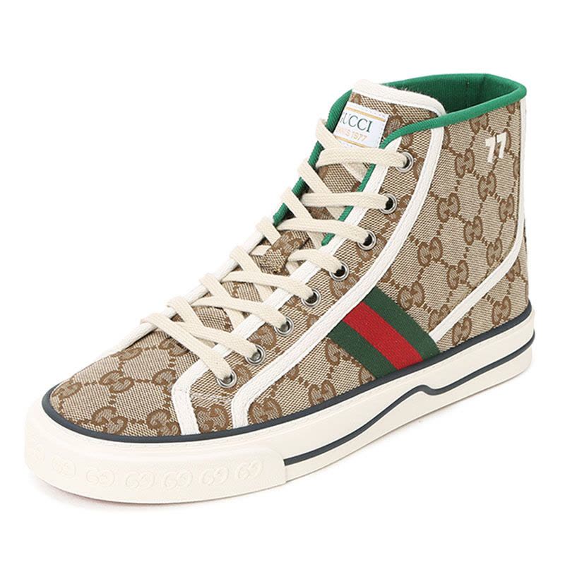 预售 古驰GUCCI Tennis 1977 高帮帆布鞋 老花老花帆布627838 女士高帮鞋帆布休闲鞋图片