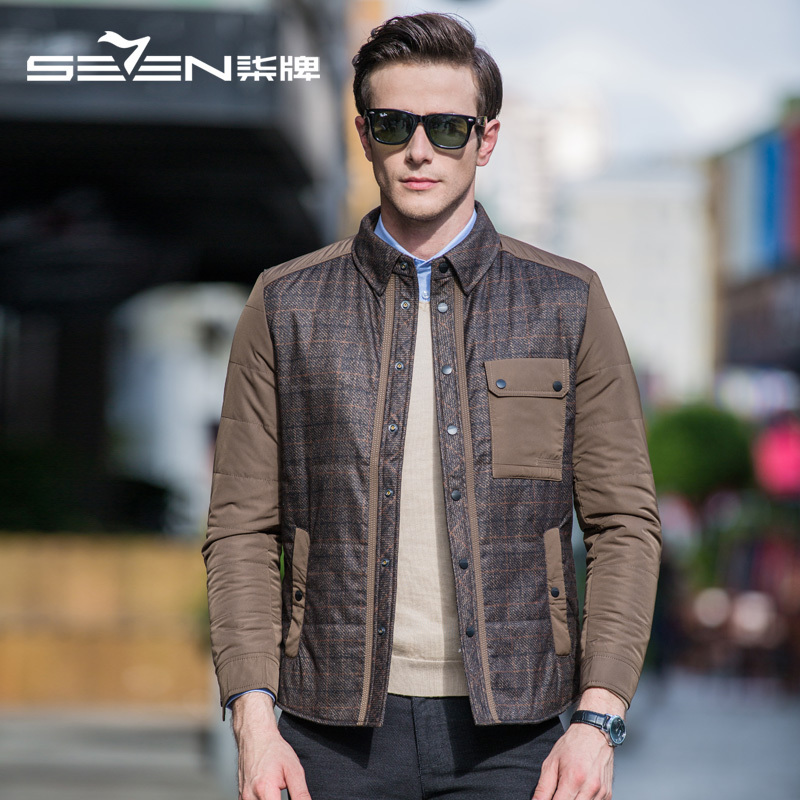 seven7/柒牌男装夹克秋季新品时尚中年翻领休闲茄克衫正品