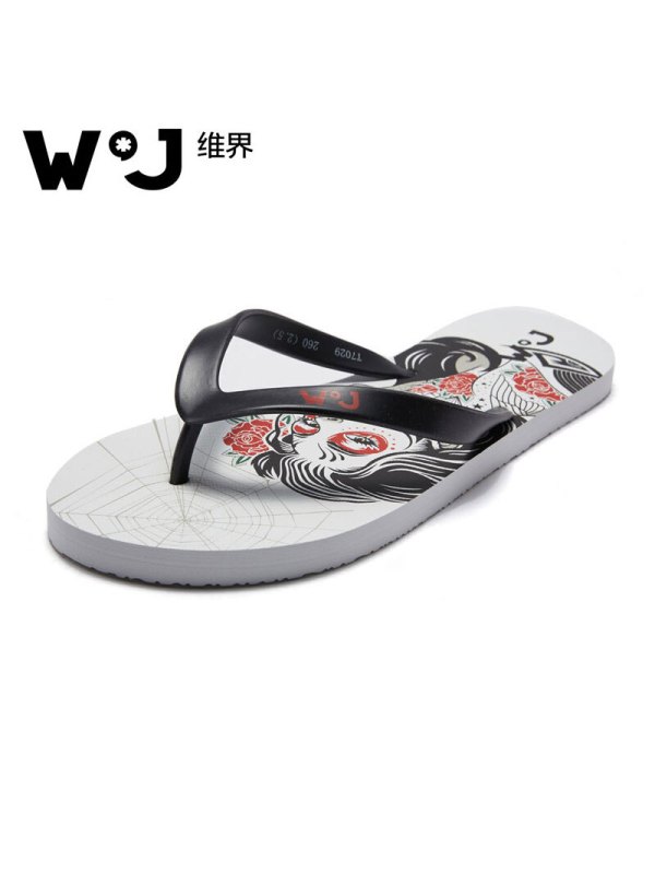 维界摇滚青春 轻便舒适夹脚人字凉拖鞋