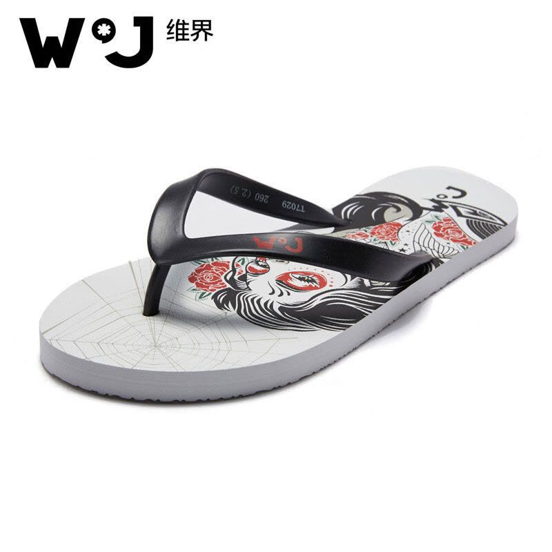 维界摇滚青春 轻便舒适夹脚人字凉拖鞋图片