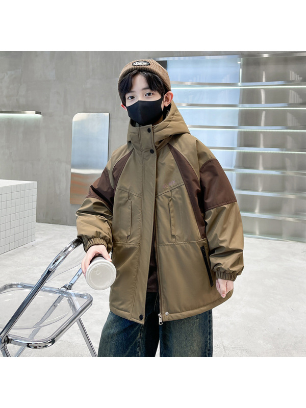 男童冬装加绒加厚棉服2023新款大童冬季派克服棉衣外套洋气保暖潮