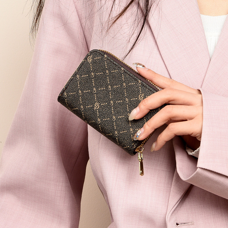 卡包女士新款休闲拉链风琴多卡位大容量小巧印花高级感卡夹