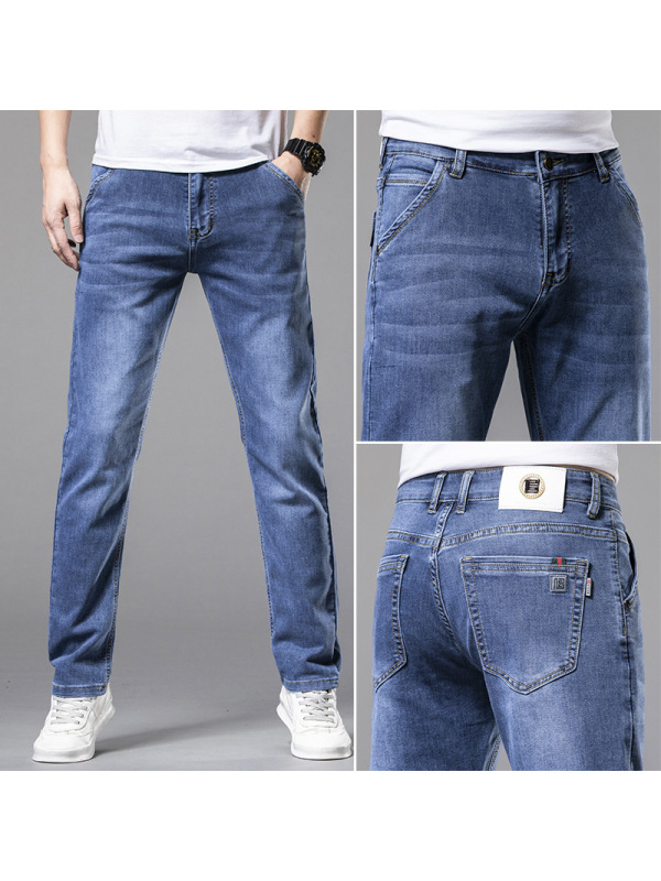 Ceba雾蓝牛仔裤男款宽松潮流青年直筒裤男款修身牛仔裤新塘牛仔裤