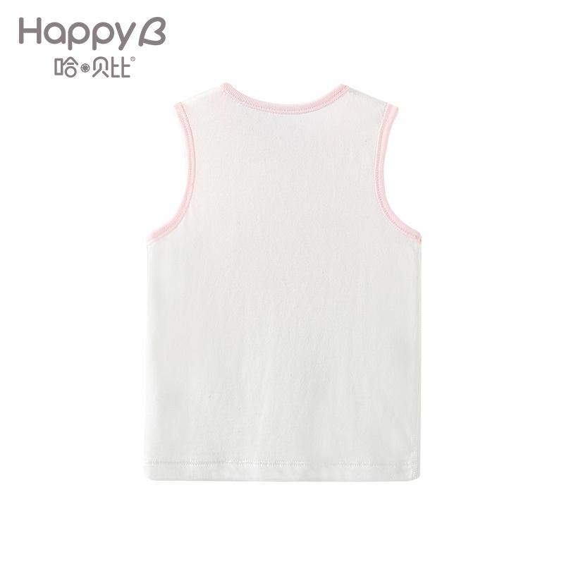 哈贝比（happyB） 婴儿背心 宝宝背心 夏季女宝宝纯棉圆领肩开背心