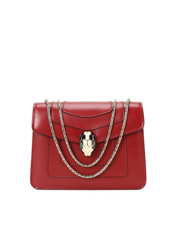 宝格丽 BVLGARI Serpenti Forever 链条包 经典蛇头光面皮 女士手提包 280159金扣