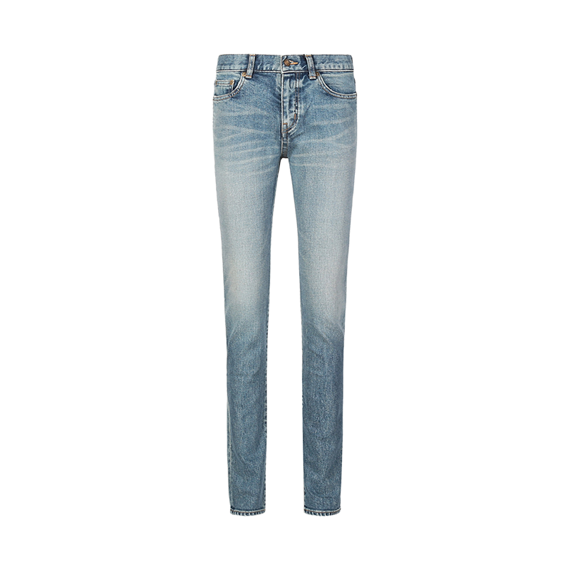 圣罗兰 SAINT LAURENT 女士棉质做旧低腰牛仔裤长裤614447 YA507