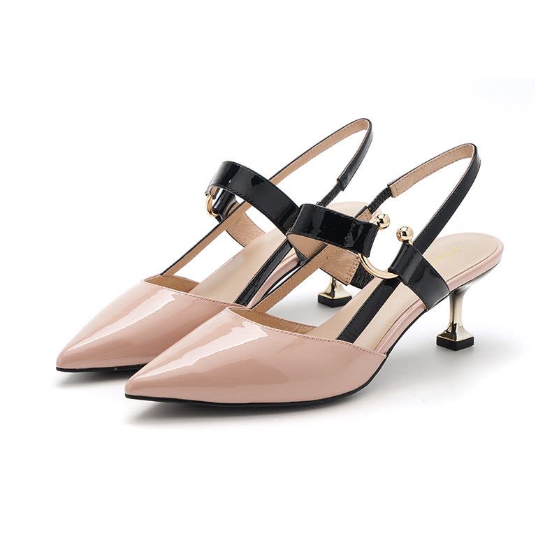 ST&SAT/星期六新款漆面牛皮革尖头中跟细跟时尚单鞋女SS91114108图片