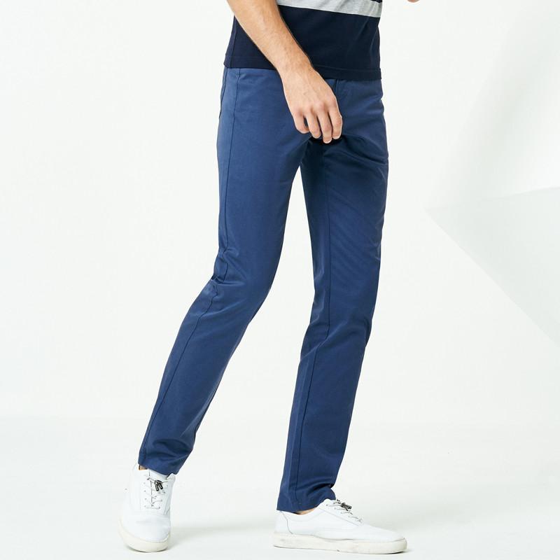 七匹狼休闲裤2018春青年男士时尚多彩修身直筒休闲裤长裤