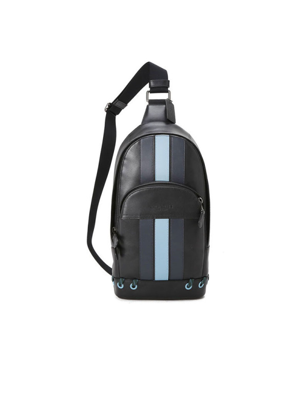 COACH/蔻驰 冬季新款男包条纹拼色斜挎胸包 F76867 20x37x7.5CM