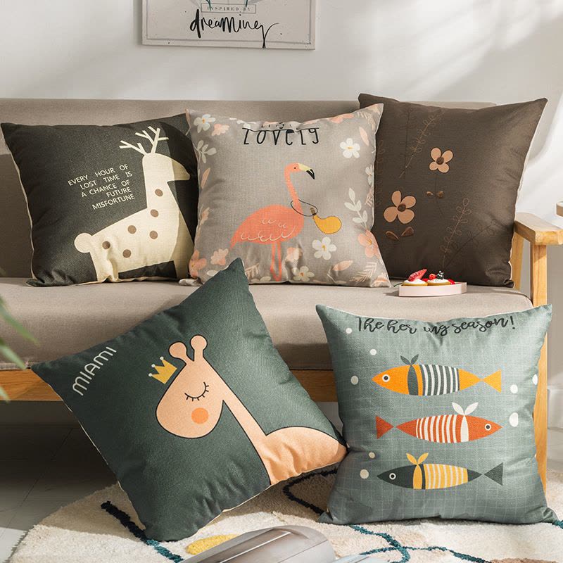 Ceba加厚亚麻布艺抱枕客厅大号靠垫沙发办公室床头靠枕腰枕简约靠背套图片