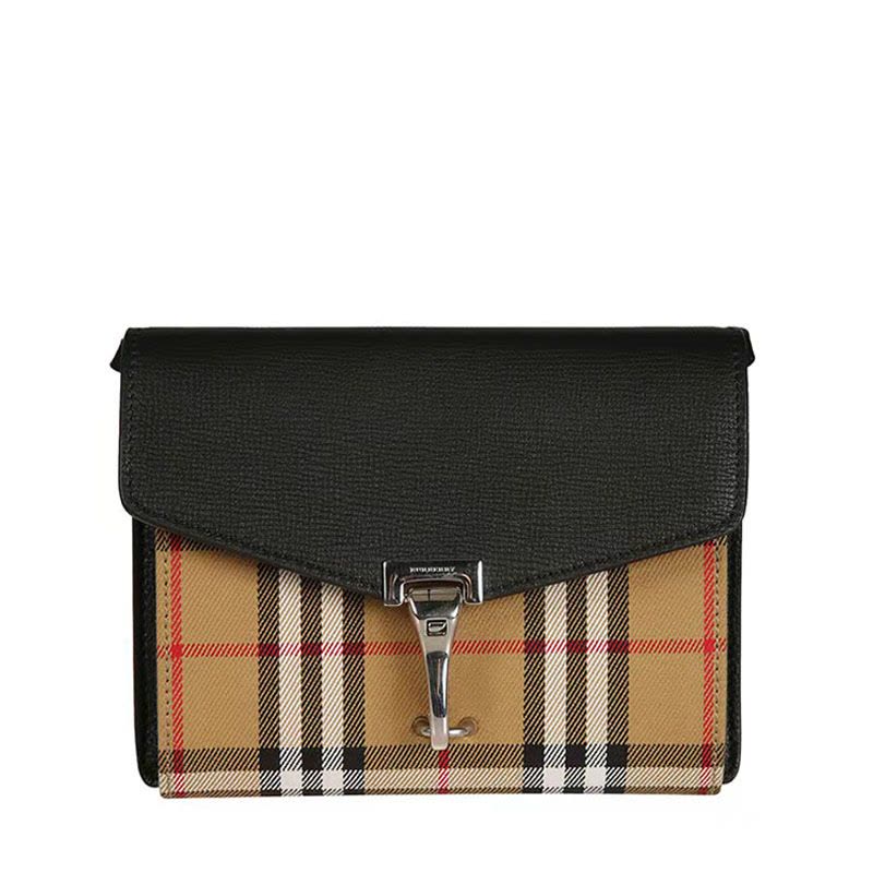 博柏利Burberry/巴宝莉 女包 织物拼皮格纹 单肩斜挎包 翻盖包 4079965图片