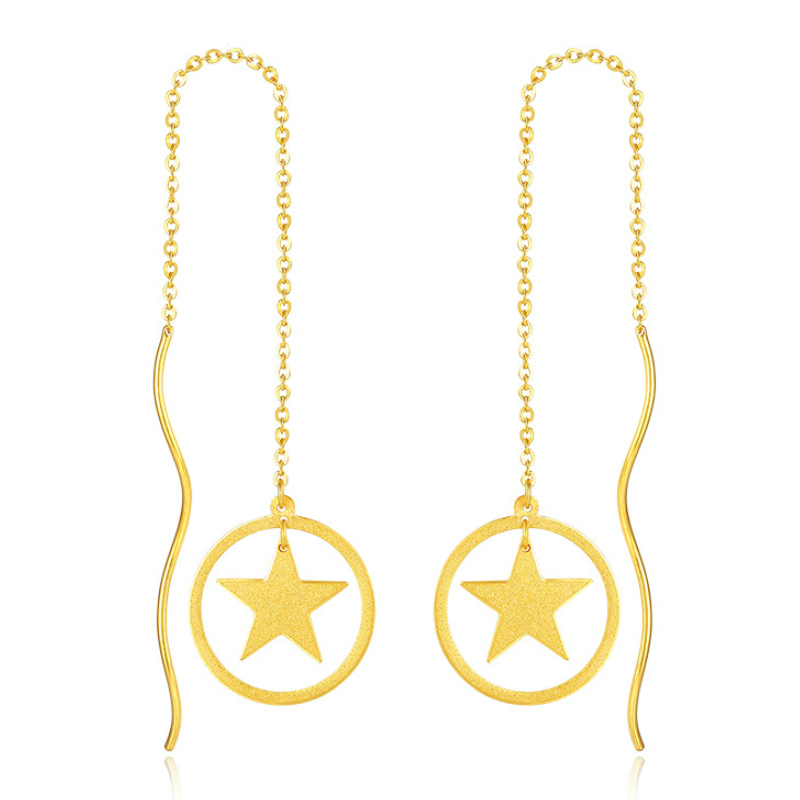 金大福kingtaifook黄金耳饰女士款黄金耳线星星款足金999耳饰黄金耳坠