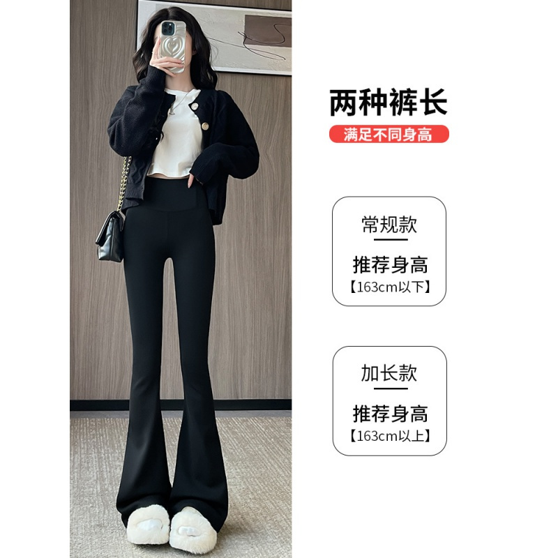加绒喇叭裤女秋冬新款高腰显瘦马蹄裤紧身弹力微喇瑜伽打底裤