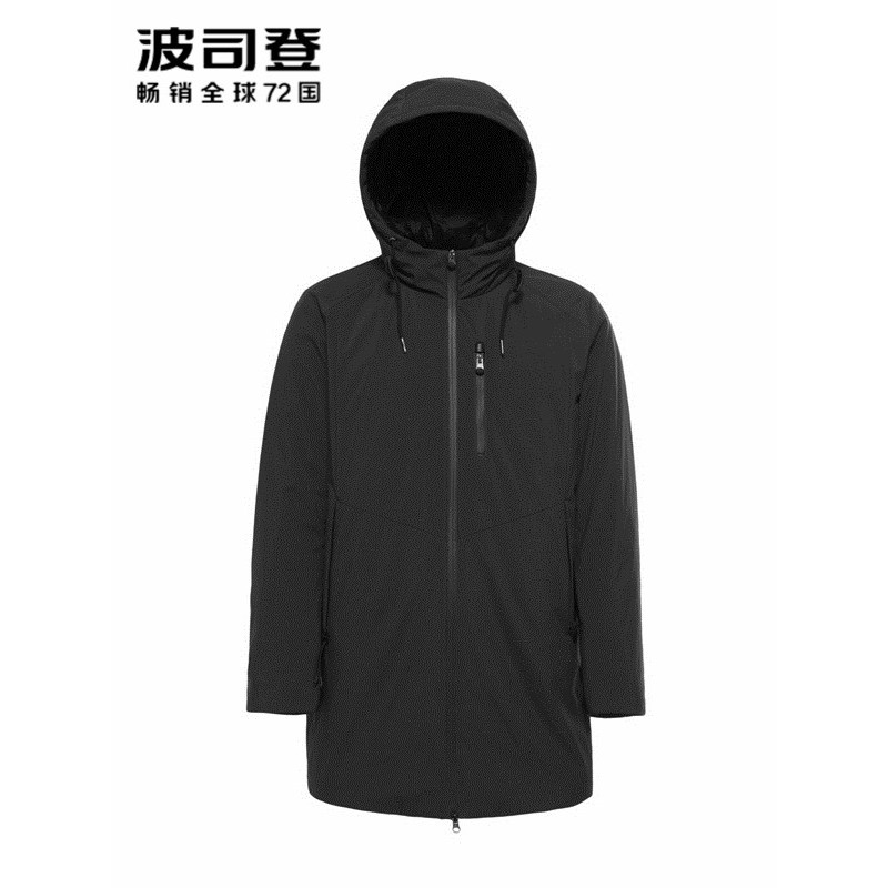 波司登BOSIDENG羽绒服中长款男士商务秋季保暖风衣轻薄修身连帽上衣B80131019
