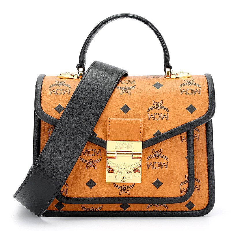 MCM 奢侈品 女士 Patricia新款干邑色粉色邮差包手提包单肩斜挎包 MWEAAPA06CO001