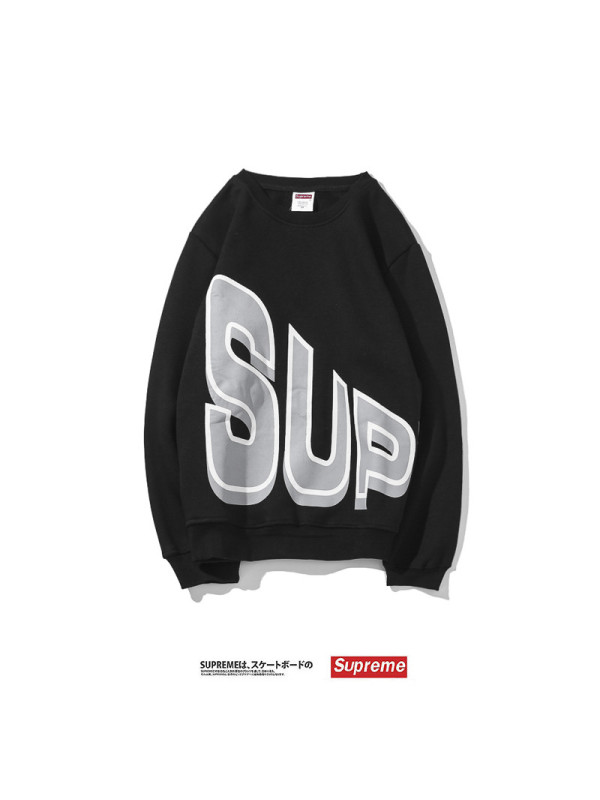 Supreme秋冬经典单品圆领套头字母印花加绒卫衣白色836
