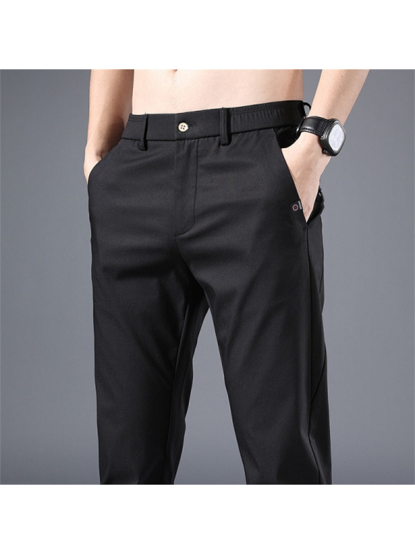 轻奢小西裤夏季薄款舒适弹力休闲裤男商务冰丝修身直筒裤