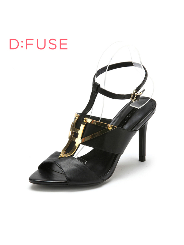 D：Fuse/迪芙斯夏羊皮革高细跟露趾女鞋凉鞋DF52111023