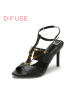D：Fuse/迪芙斯夏羊皮革高细跟露趾女鞋凉鞋DF52111023