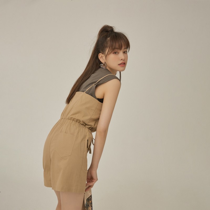 OtherMix潮酷工装连体裤2021年夏季新款韩版宽松吊带休闲短裤子女