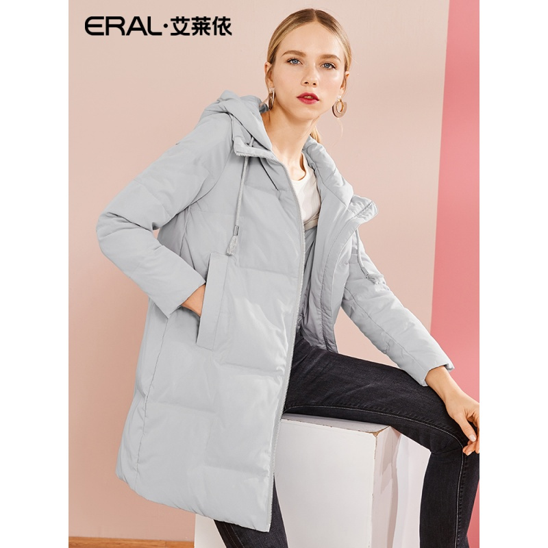 艾莱依2018秋冬新款韩版时尚连帽加厚长袖羽绒服女潮