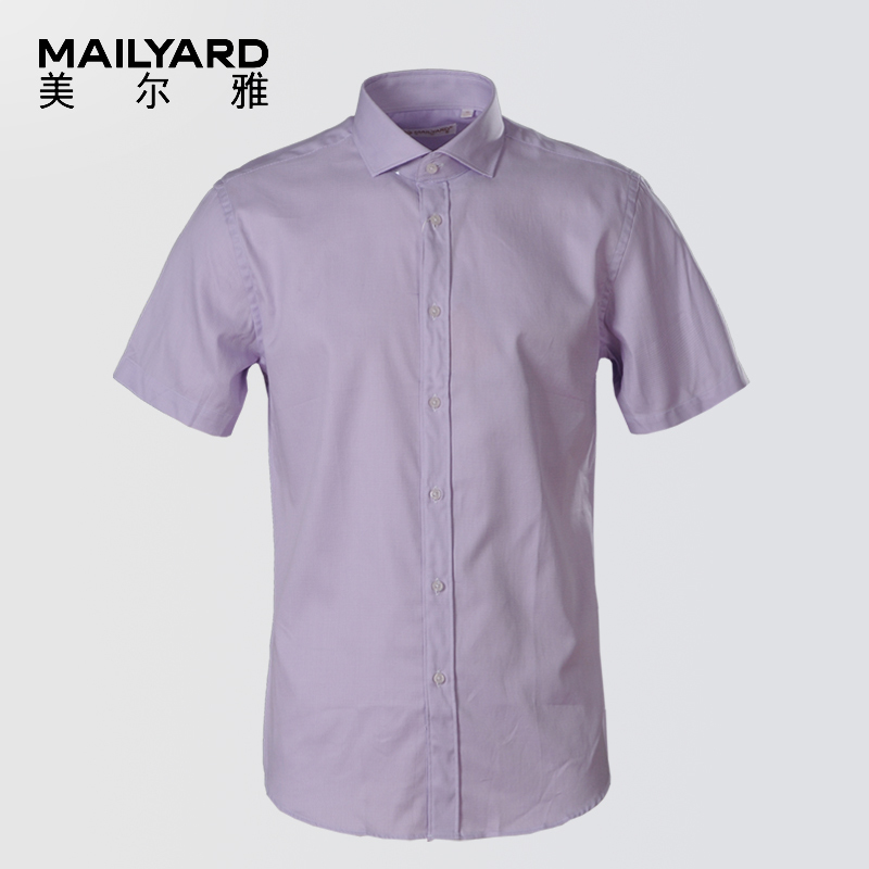美尔雅(MAILYARD)短袖衬衫 纯棉商务男士短衬 男式修身衬衣 200