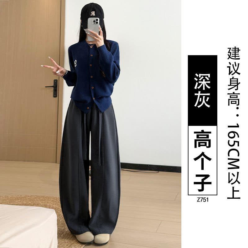 黑色香蕉裤裤子女装2026新款秋季大码宽松卫裤休闲阔腿裤子图片
