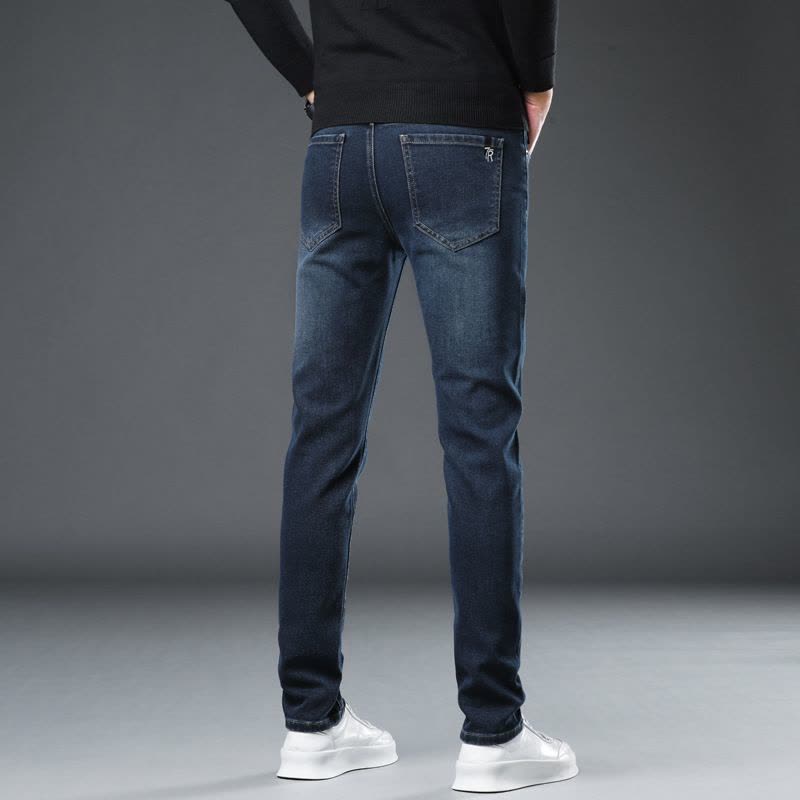 广州加厚男士牛仔裤高端轻奢修身弹力潮牌大码轻商务小直筒长裤男图片