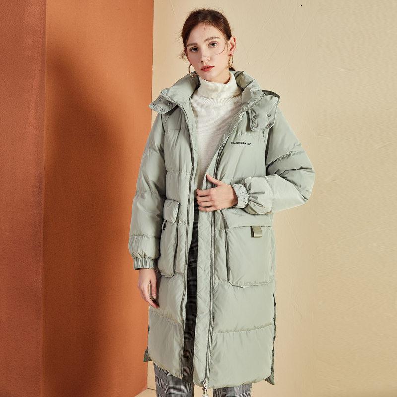 羽绒服女2019年冬季新款韩版连帽宽松过膝大衣时尚欧货中长款外套10017797