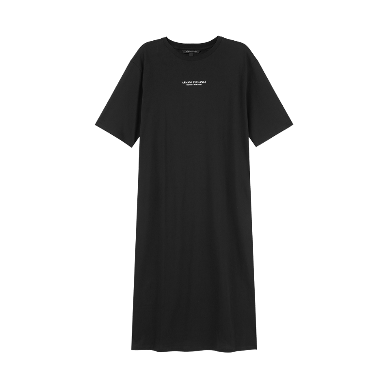 阿玛尼 ARMANI EXCHANGE 女士棉质侧开叉短袖长款连衣裙8NYACF YJG3Z