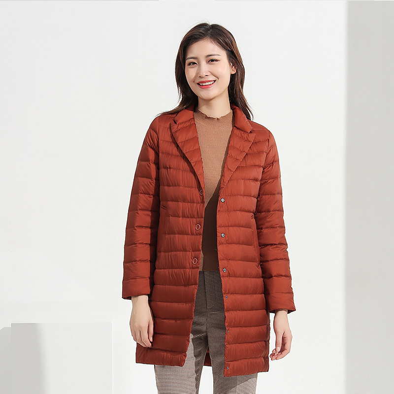 千仞岗新品中长款轻薄羽绒服女休闲通勤直筒羽绒服韩版
