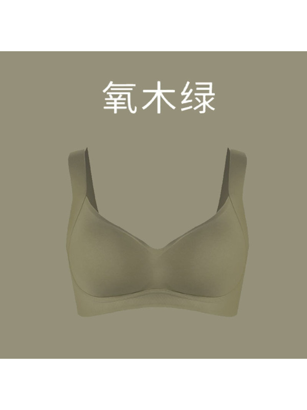 性感裸感无痕乳胶内衣女承托力无钢圈防震聚拢背心式睡眠文胸套装