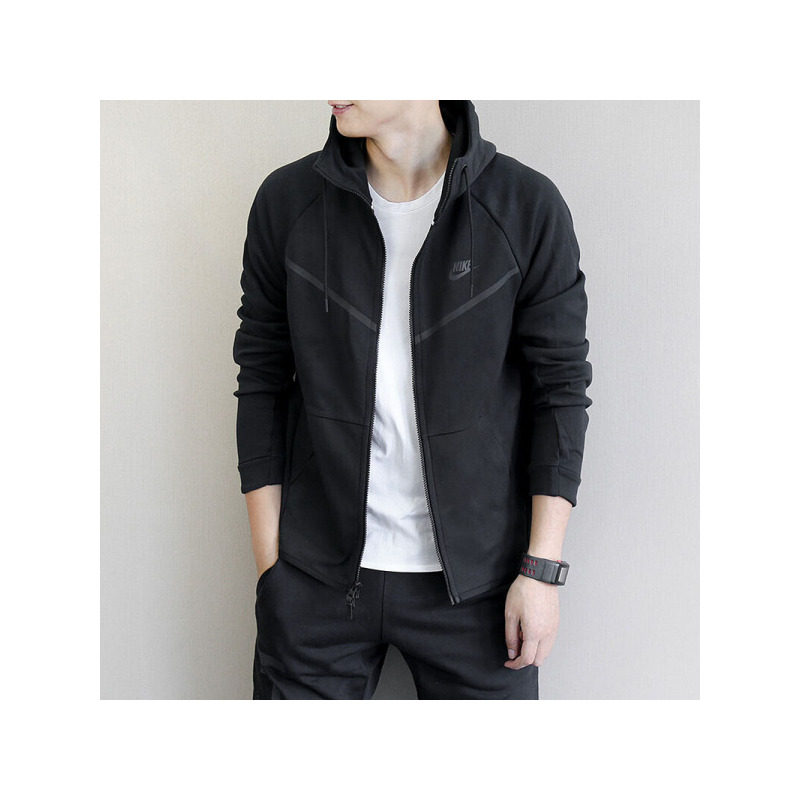 NIKE耐克男装春季连帽舒适休闲卫衣夹克外套耐克黑色805145-010