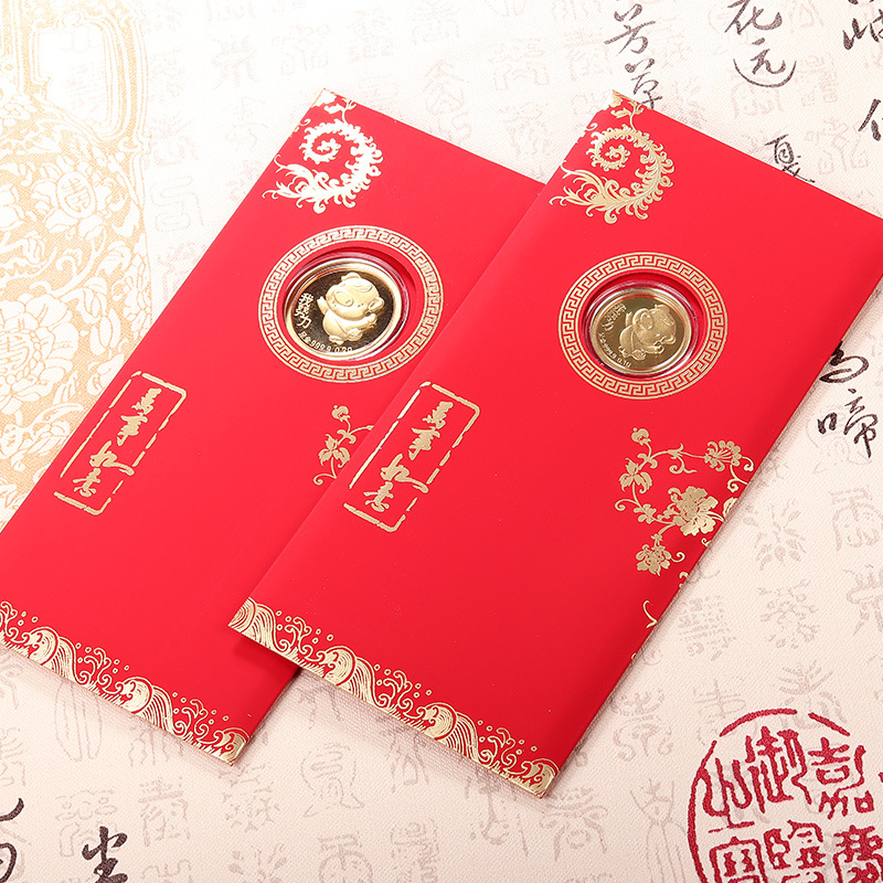 黄金码头 足金9999红包生肖猪金币春节新年节日生日喜庆贺礼纪念金币大版