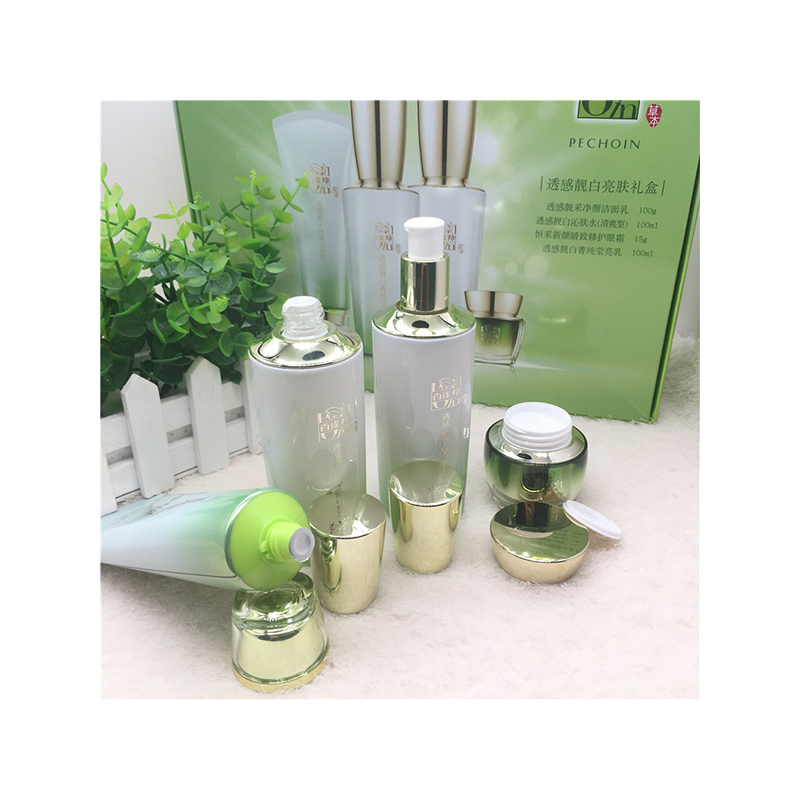 PECHOIN百雀羚5件套装透感靓白亮肤礼盒洁面+水+乳+CC霜+眼霜 提亮肤色补水保湿滋润营养淡斑女各种肤质