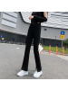 2021秋季新款开叉牛仔裤女高腰弹力修身显瘦微喇叭裤长裤口袋装饰