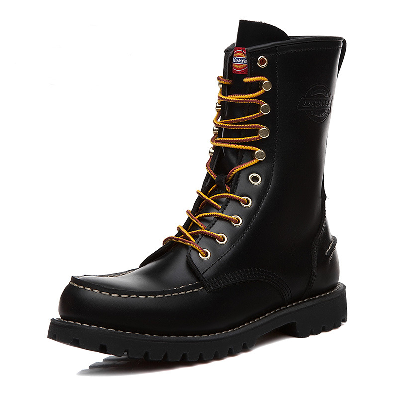 dickies新款欧美风长筒靴子真皮牛皮马丁靴男高帮黑色潮流工靴男174