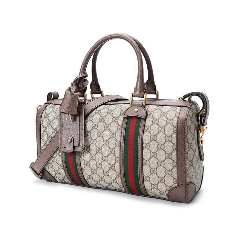 gucci古驰男女中性人造帆布皮革仿古做旧手提单肩斜挎包旅行包波士顿