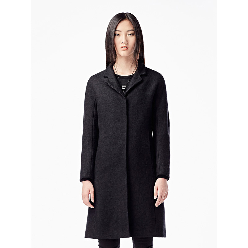 sdeer圣迪奥女装冬装暗扣翻领长款修身羊毛毛呢大衣外套s16481899视频