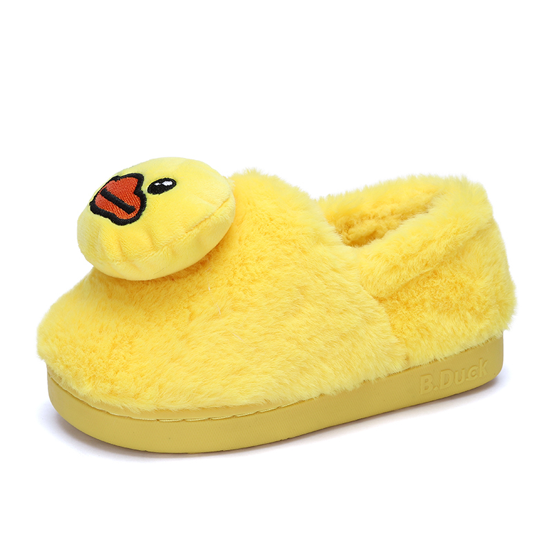 B.Duck小黄鸭儿童棉拖2018冬季新款女童女孩室内居家保暖包跟拖鞋BP590305