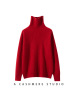 简约百搭高领七针纯色山羊绒衫女针织衫宽松显瘦慵懒风套头毛衣